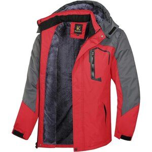 〽️Men's Red Keevoom Winter Waterproof Snowboard Windbreaker Jacket